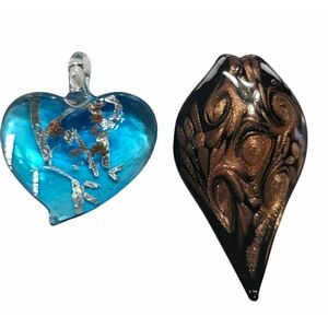 Blue and Brown Art Glass Pendants
